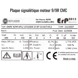 plaque signalétique informations techniques moteur cmc 9/9R