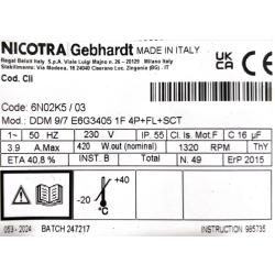 informations techniques moteur DDM 9-7 NICOTRA 2900m3/h