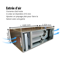 Caisson 6 charbons + moteur 2600m3/h 230v intégré anti-odeurs